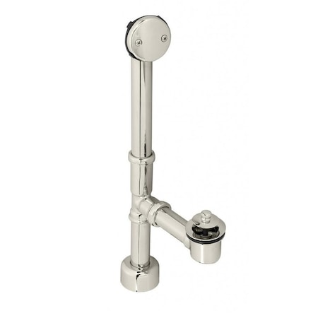 Westbrass Twist & Close Bath Waste, 14" Make-Up, 17 Ga. Tubing in Polished Nickel D3211K-05